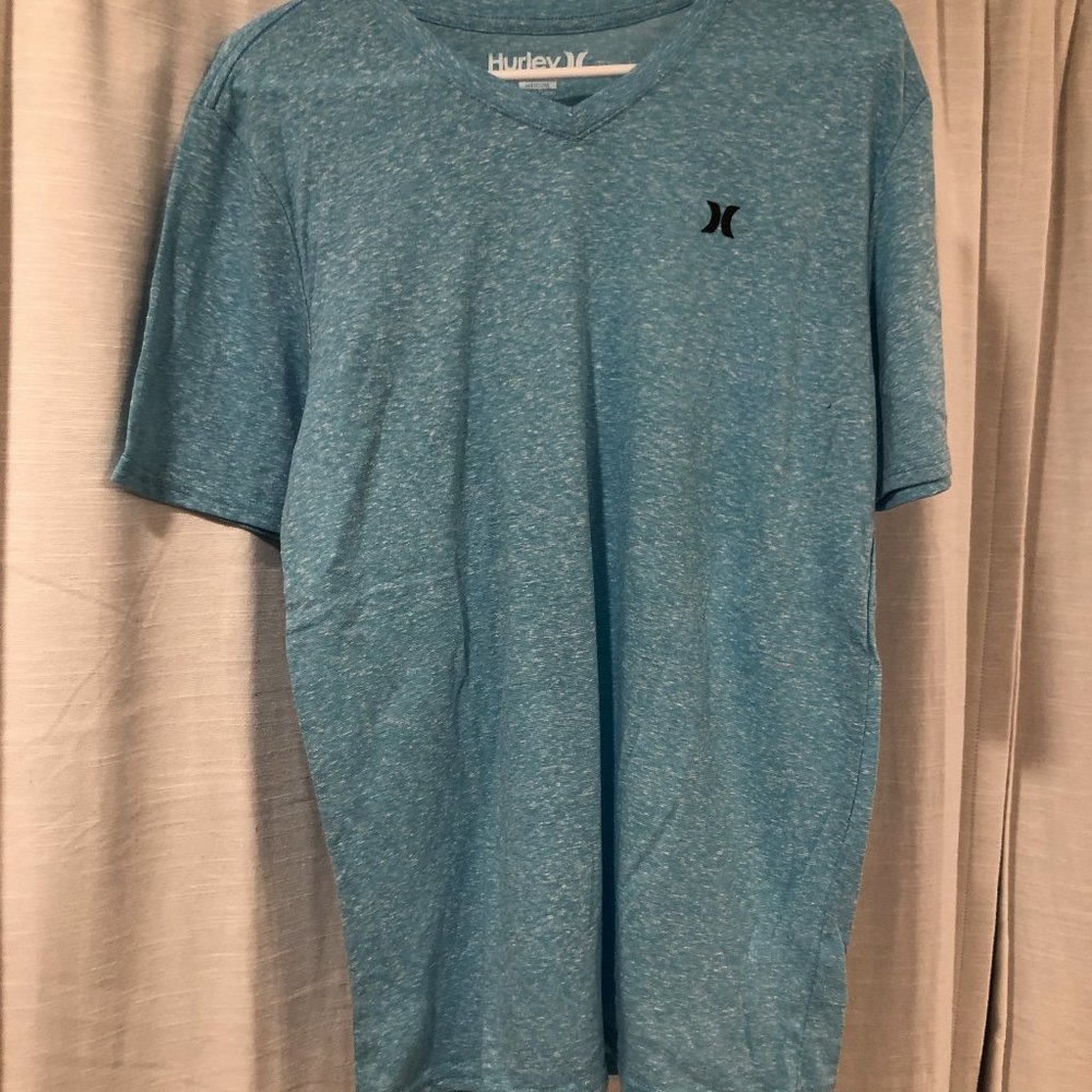 Hurley Heather Blue Short Sleeve V-Neck Shirt.